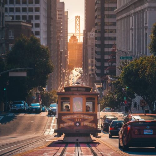sf trolley coming up a hill