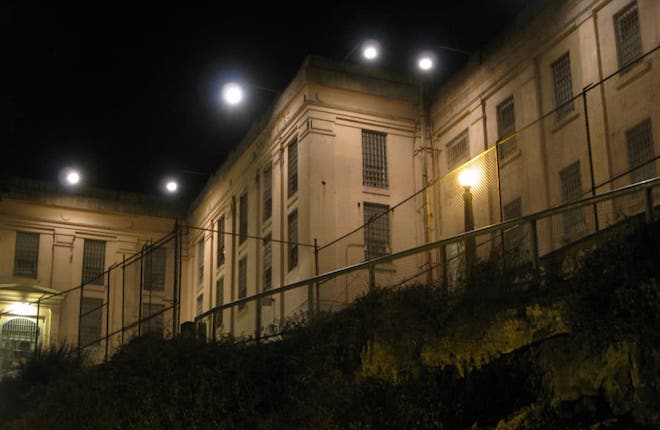 exterior of alcatraz at night
