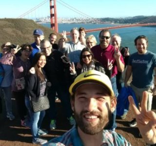 marlin-minibus-tour-guide-dylans-tours Tour Guide and Group on tour of San Francisco with Dylan's