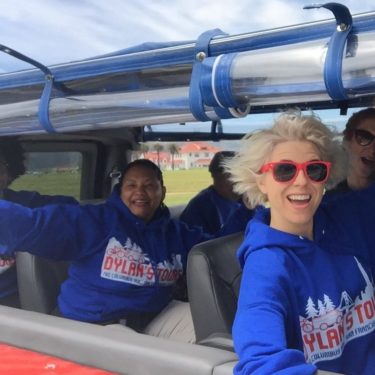 sam-bike-tour-guide-dylans-tours Group on Open-air Bus Tour of San Francisco