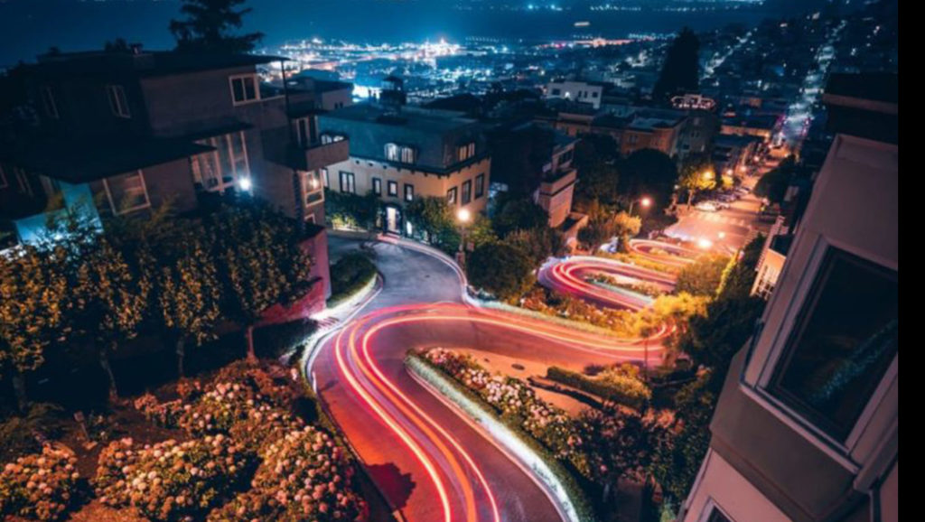 seeing Lombard Street in San Francisco at night