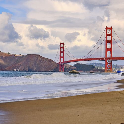 visit Baker's Beach in San Francisco for a beach day