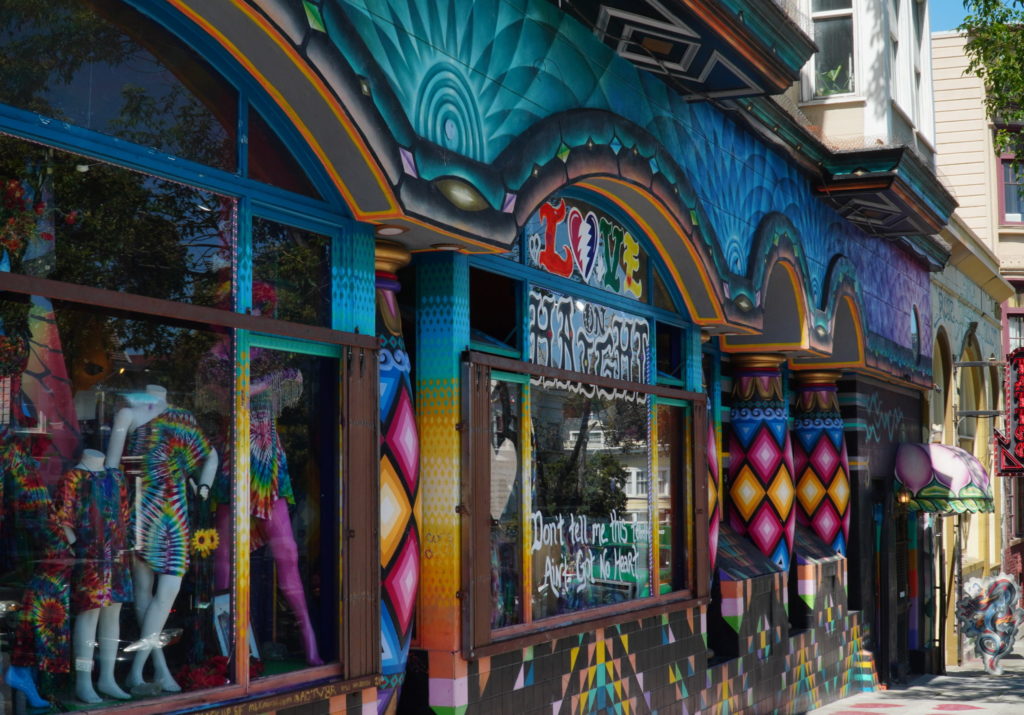 very colorful buildings with window displays