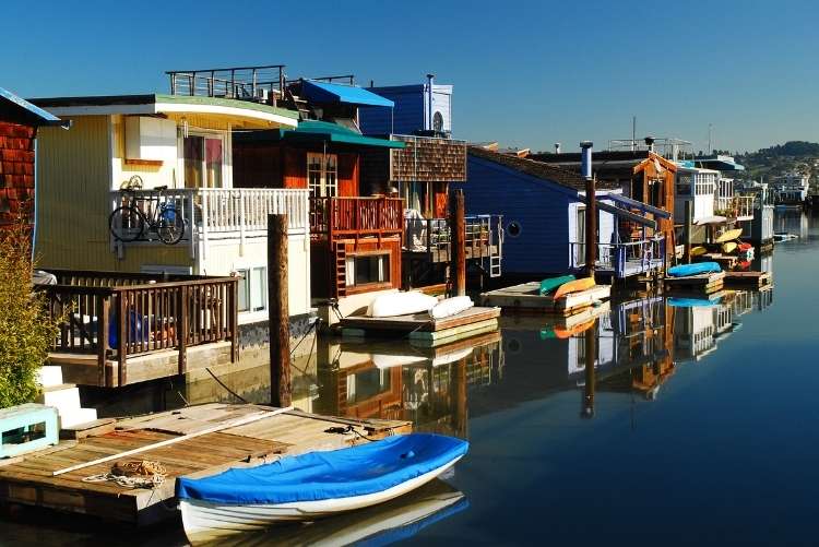 colorful houseboats in sausalito