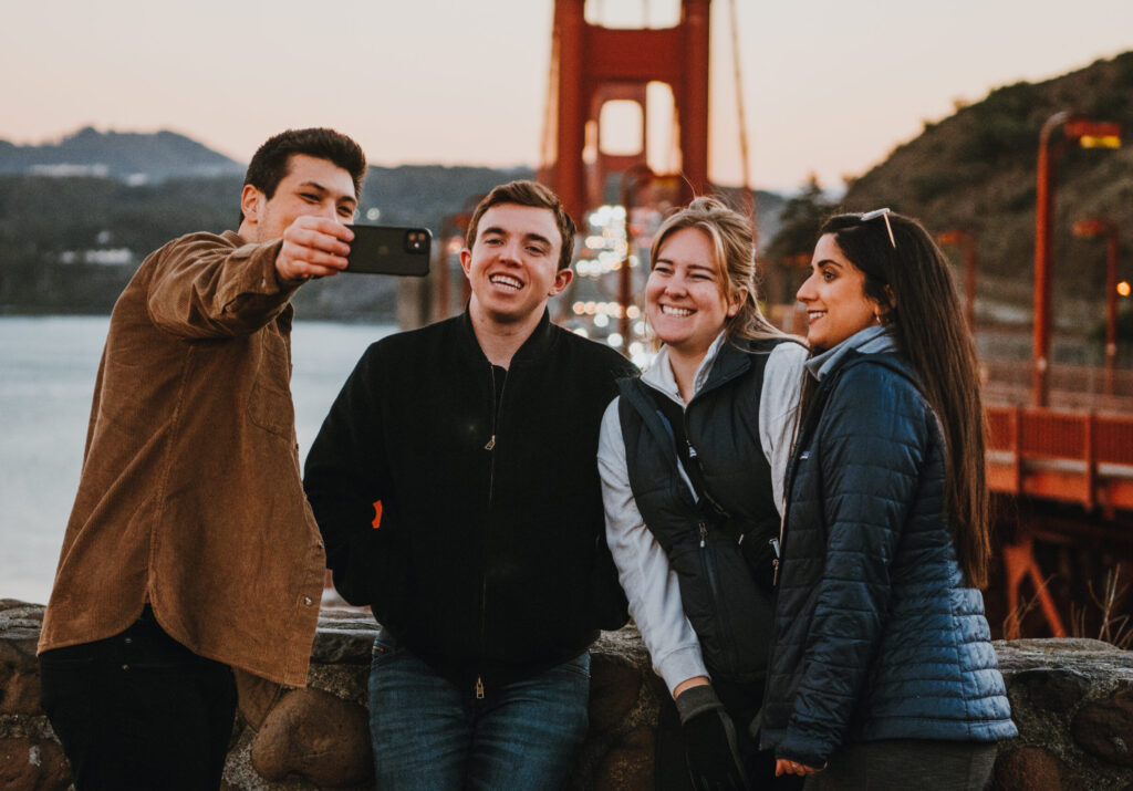 Group of Friends Visiting Golden Gate Bridge San Francisco
