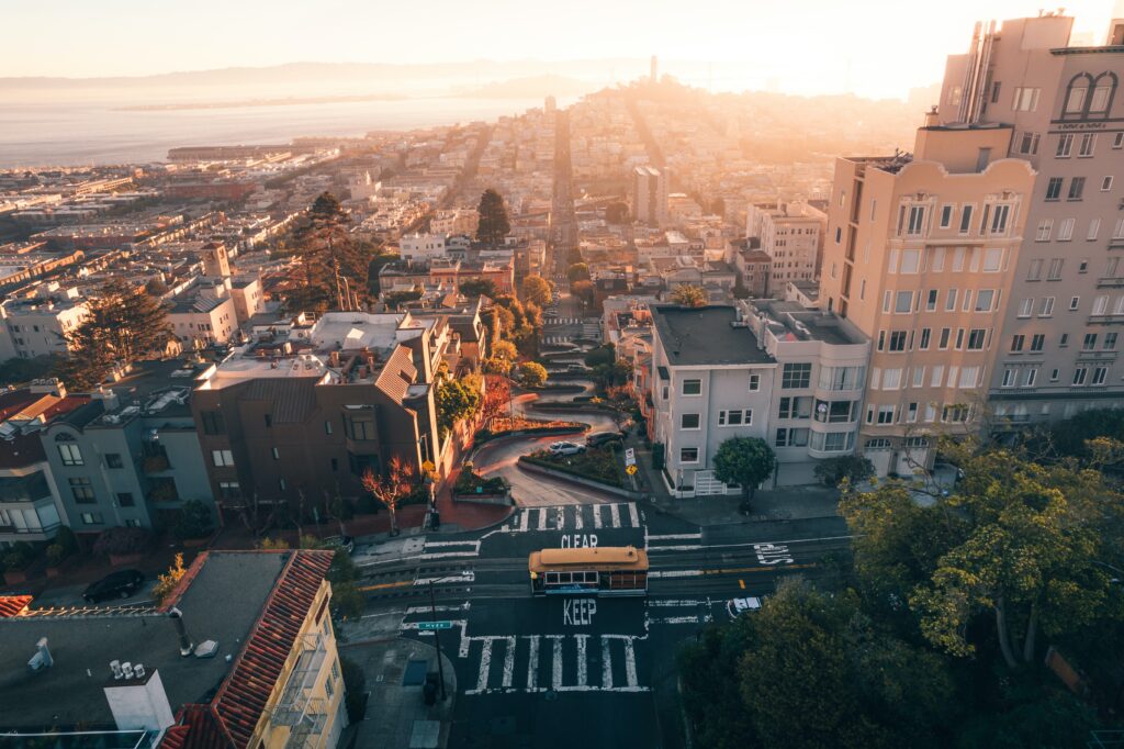 View of Lombard with Cable Car