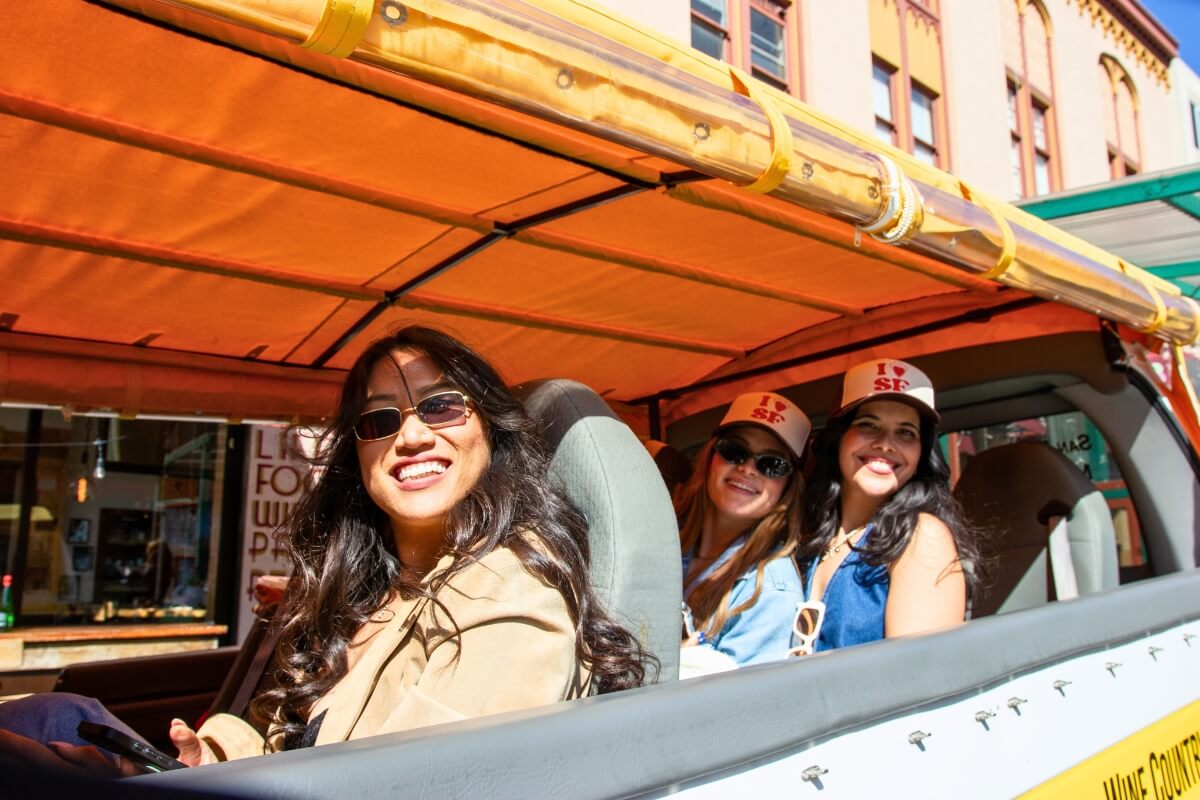 Happy Tourists on Dylan's Tours Open-Air San Francisco City Tour