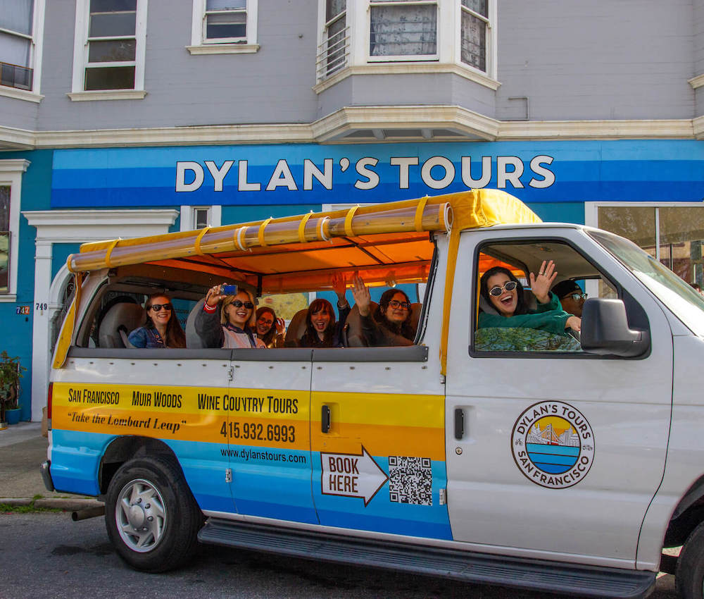 Dylan's Tours Van outside of Dylan's Tours shop in San Francisco