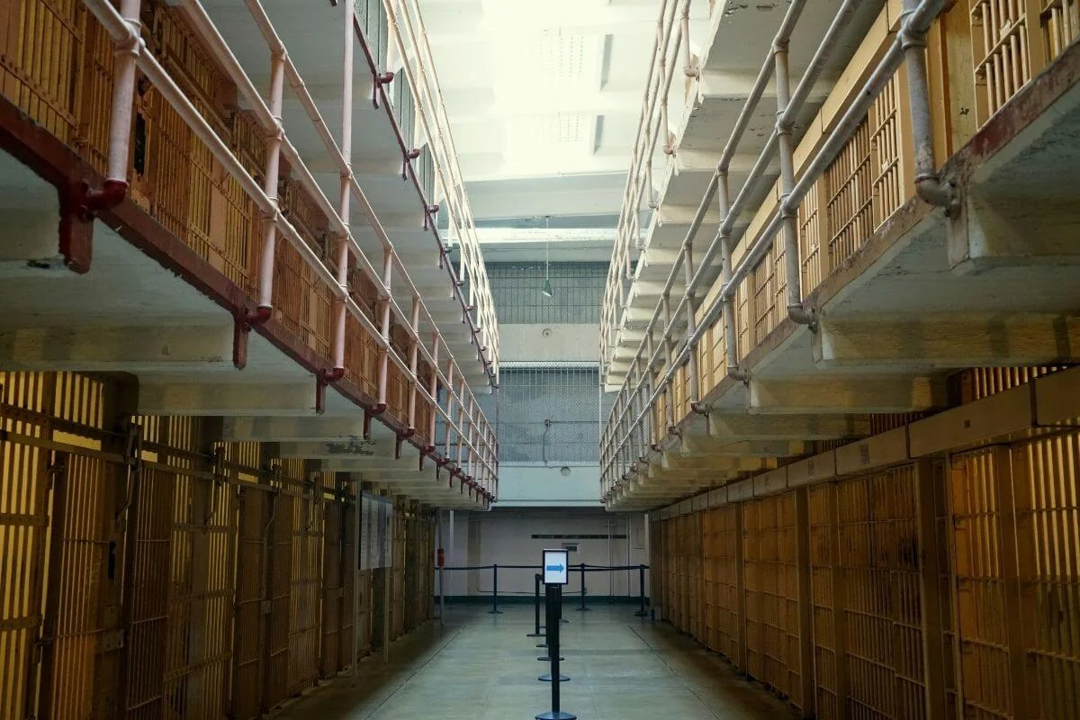 Interior of the Alcatraz prison cell block in San Francisco
