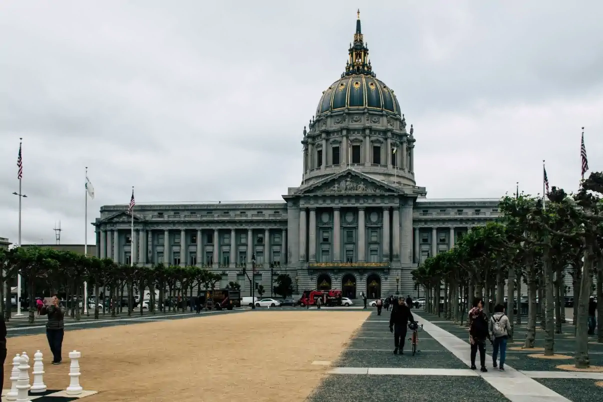San Francisco City Hall viewed from Civic Center Plaza